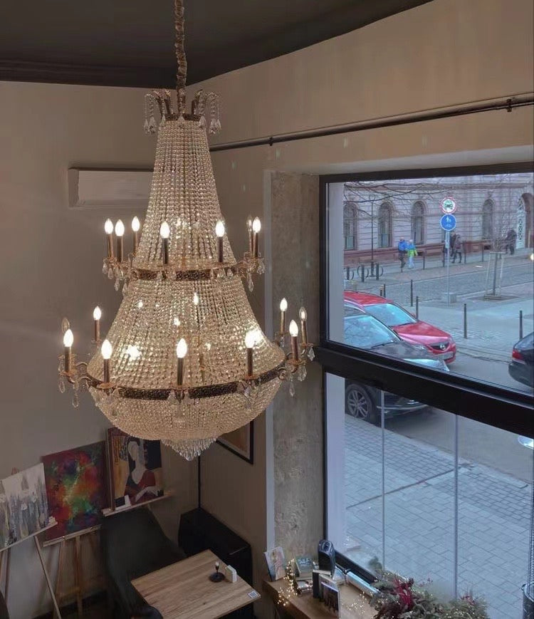 Oversized Luxury Double-layers Golden French Style Crystal Chandelier  for Living/Dinning Room/Foyer/Hallway/Staircase Secondary image