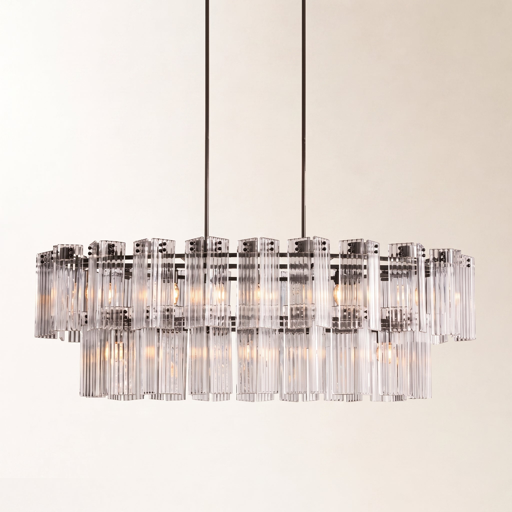 Delsie Oval Art Glass Chandelier 51" 63" 72"
