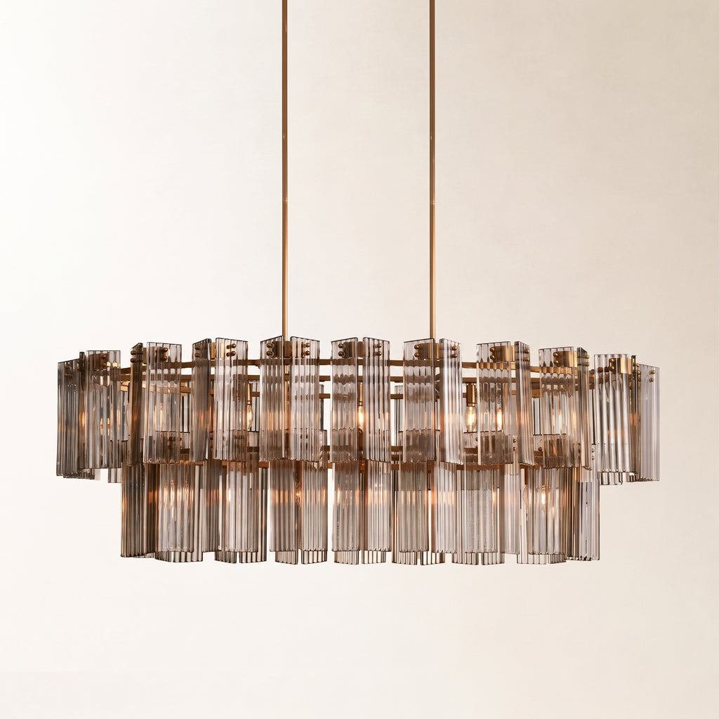 Delsie Oval Art Glass Chandelier 51" 63" 72"