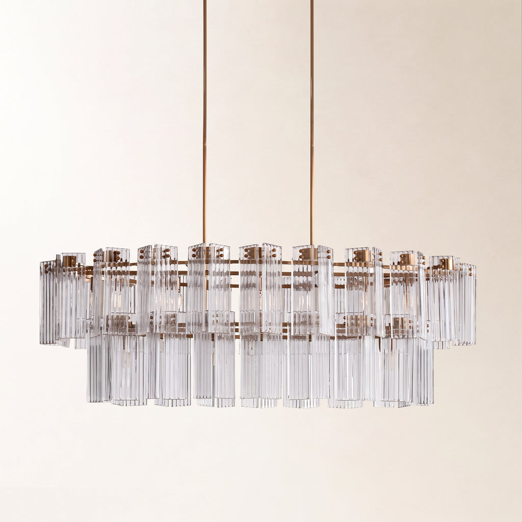 Delsie Oval Art Glass Chandelier 51" 63" 72"