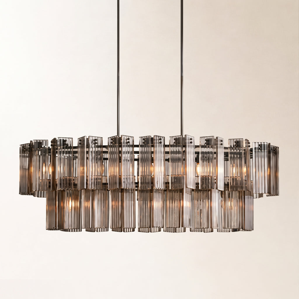 Delsie Oval Art Glass Chandelier 51" 63" 72"