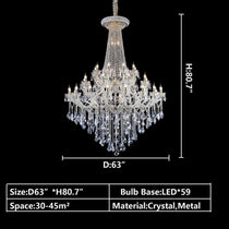 Extra Large French Candle Crystal Branch Chandelier for Foyer and Staircase