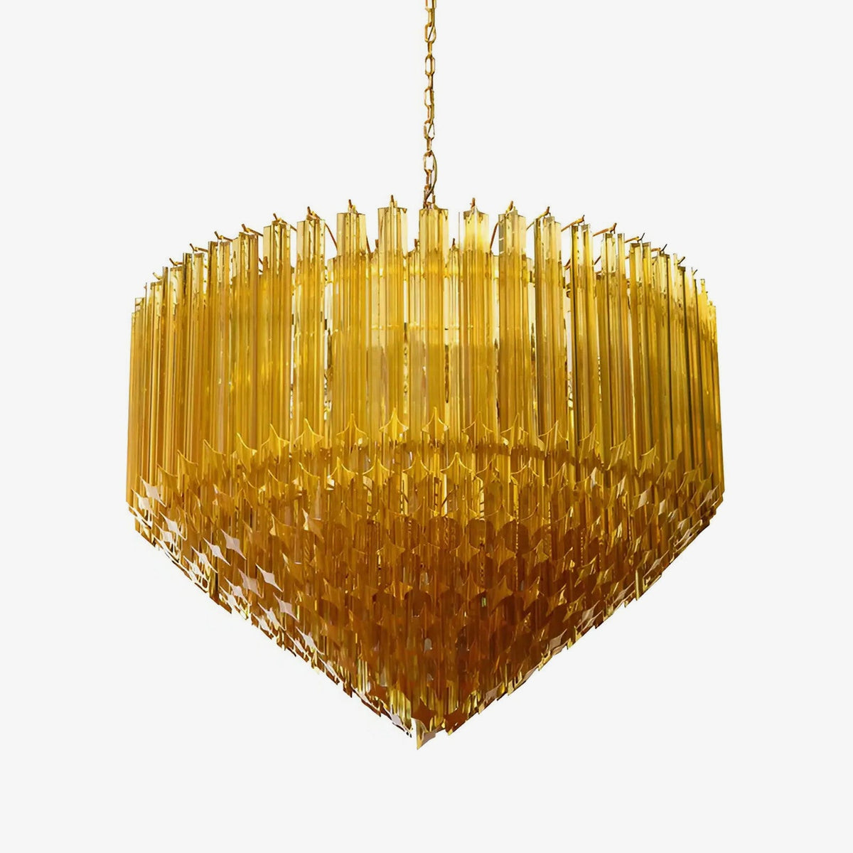 Contemporary Prism Murano Amber Glass Chandelier - CasaraHouse Main image