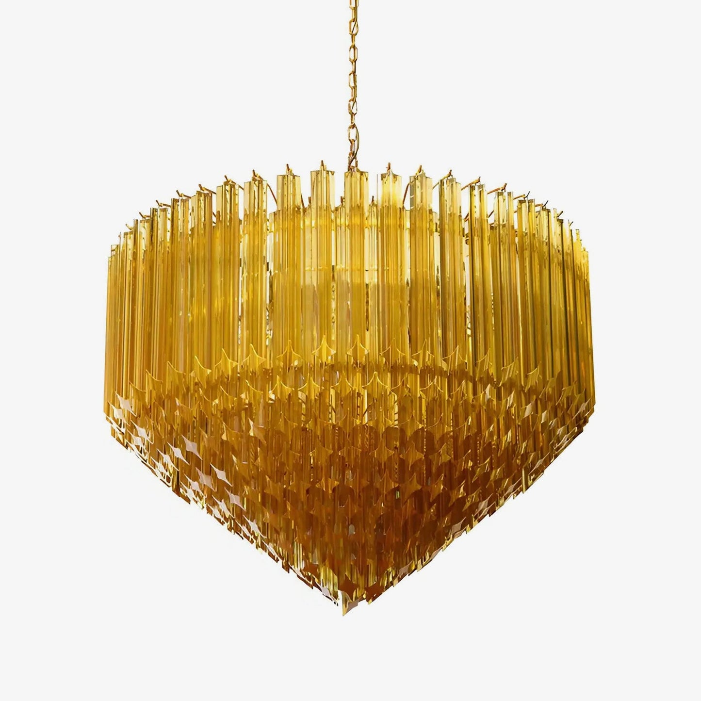 Contemporary Prism Murano Amber Glass Chandelier - CasaraHouse