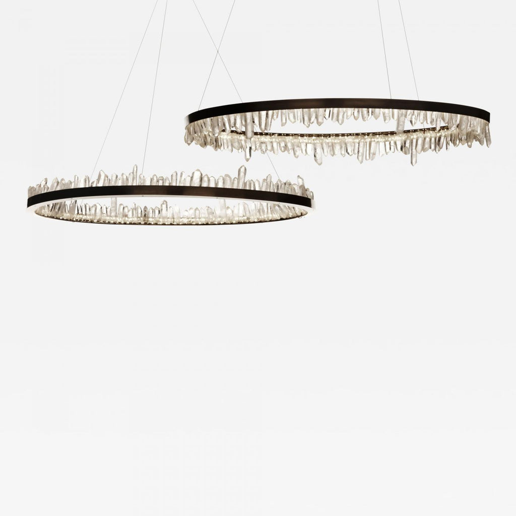 Cervine Quartz Stone Round Chandelier 36"