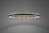 Designer 36 Inch Round Modern Chandelier Brass & Clear Geode Quartz Crystal Hanging Light - CasaraHouse
