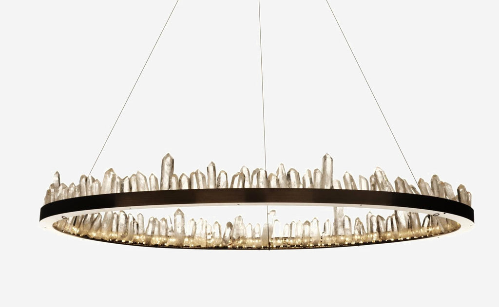Cervine Quartz Stone Round Chandelier 36"