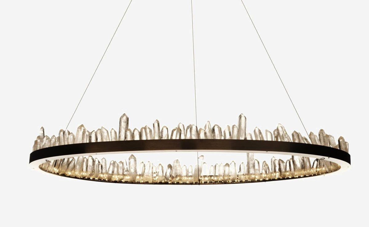 Cervine Quartz Stone Round Chandelier 36"