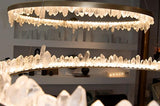 Designer 36 Inch Round Modern Chandelier Brass & Clear Geode Quartz Crystal Hanging Light - CasaraHouse