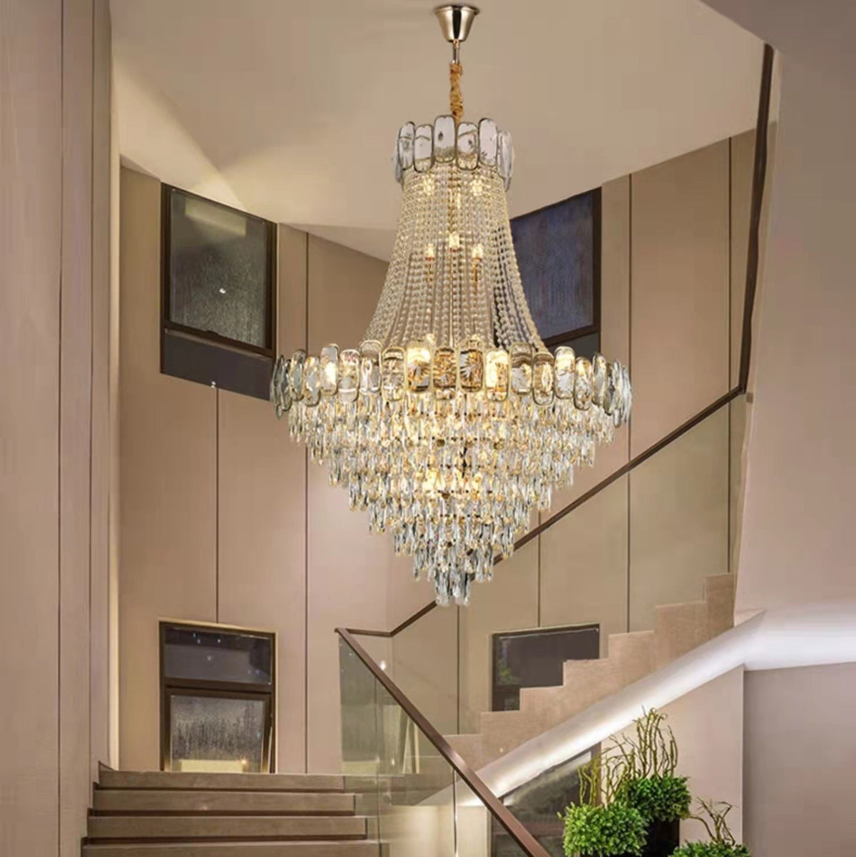 Foyer Staircase Chandelier Luxury K9 Crystal Ceiling Light For Living Room / Hallway Main image