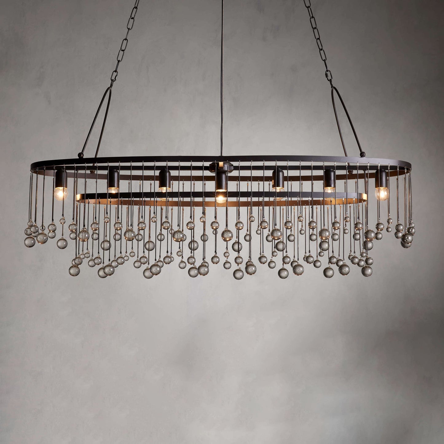 Exquisite Aubrey Crystal Ball 7 Light Oval Chandelier 52" - CasaraHouse
