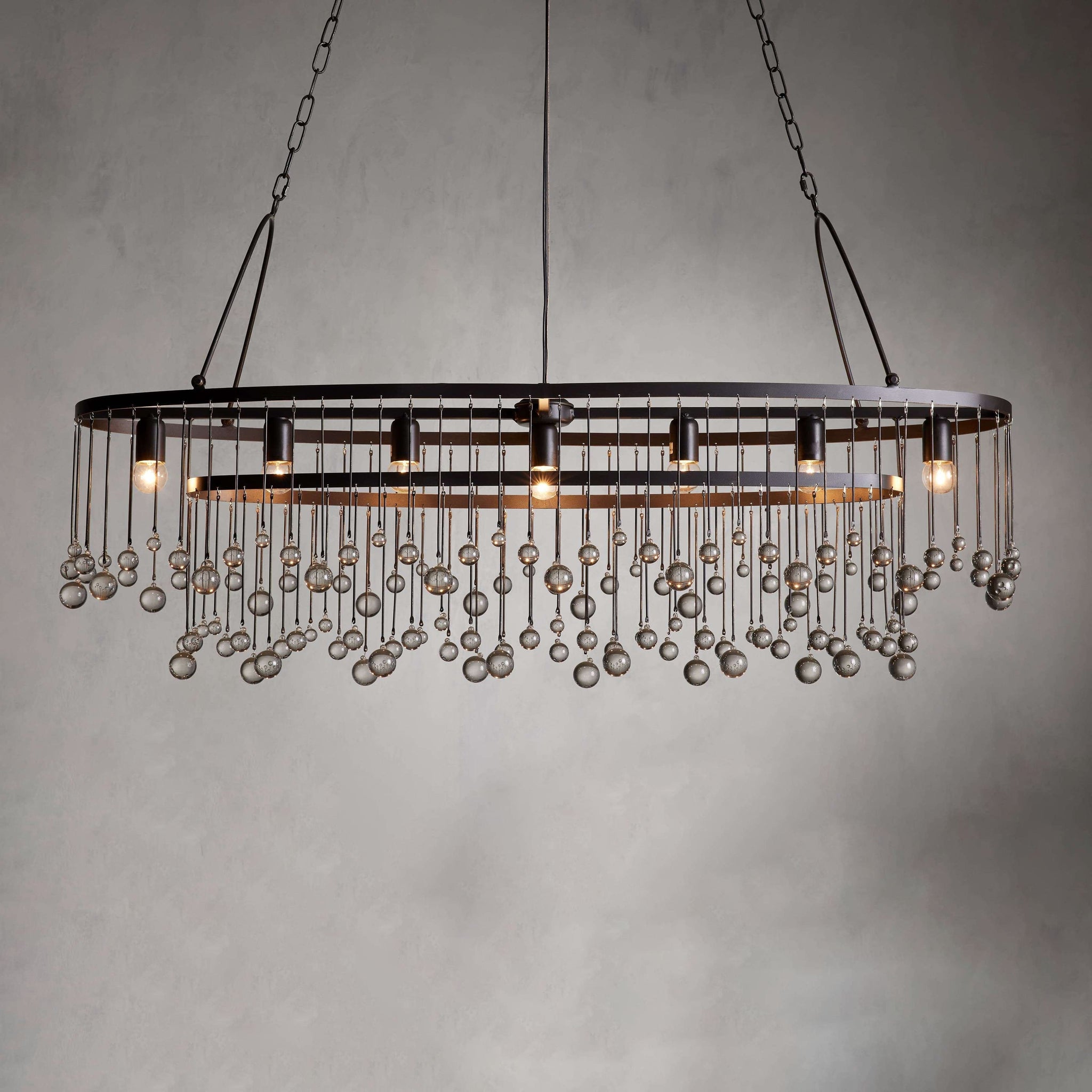 Exquisite Aubrey Crystal Ball 7 Light Oval Chandelier 52" - CasaraHouse
