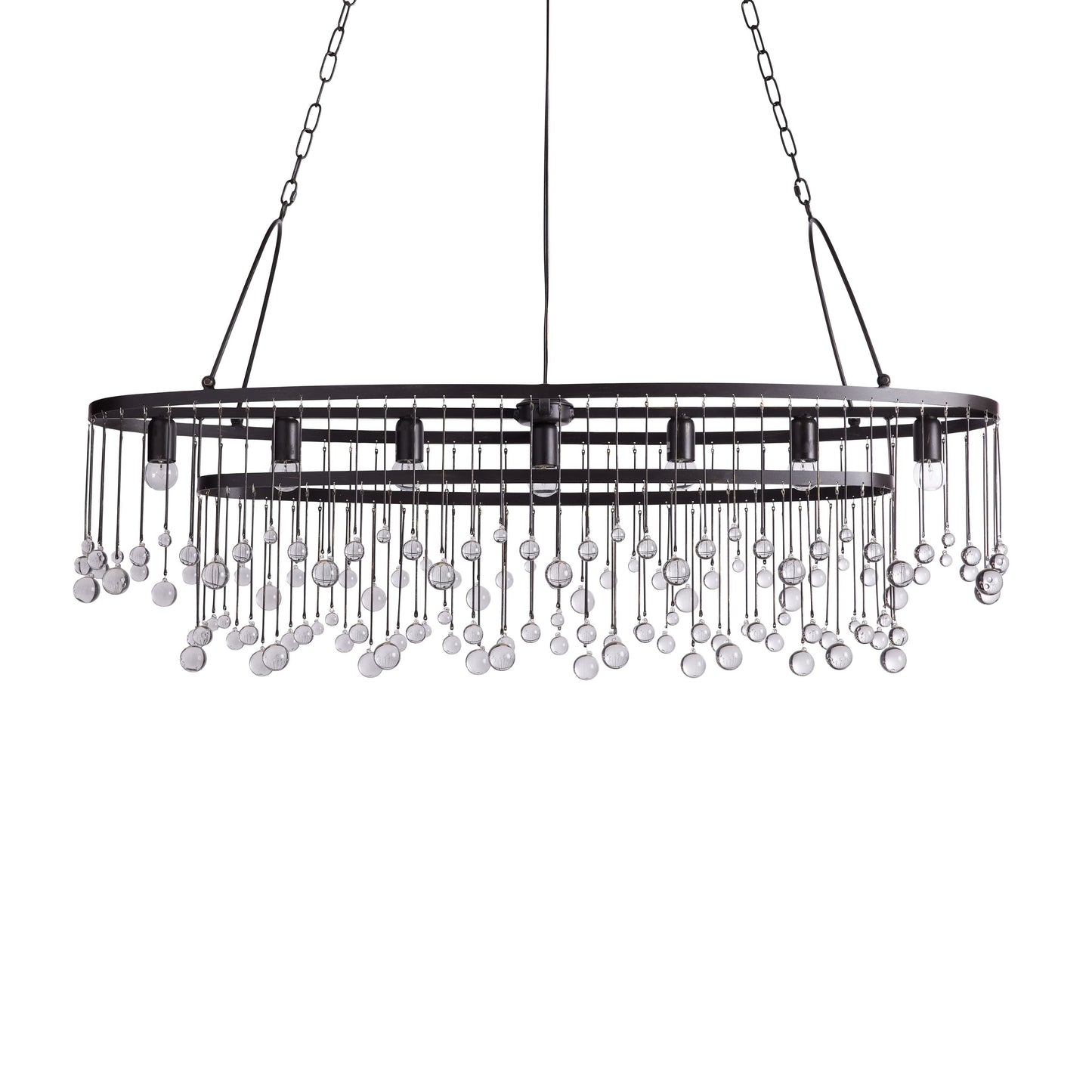 Exquisite Aubrey Crystal Ball 7 Light Oval Chandelier 52" - CasaraHouse
