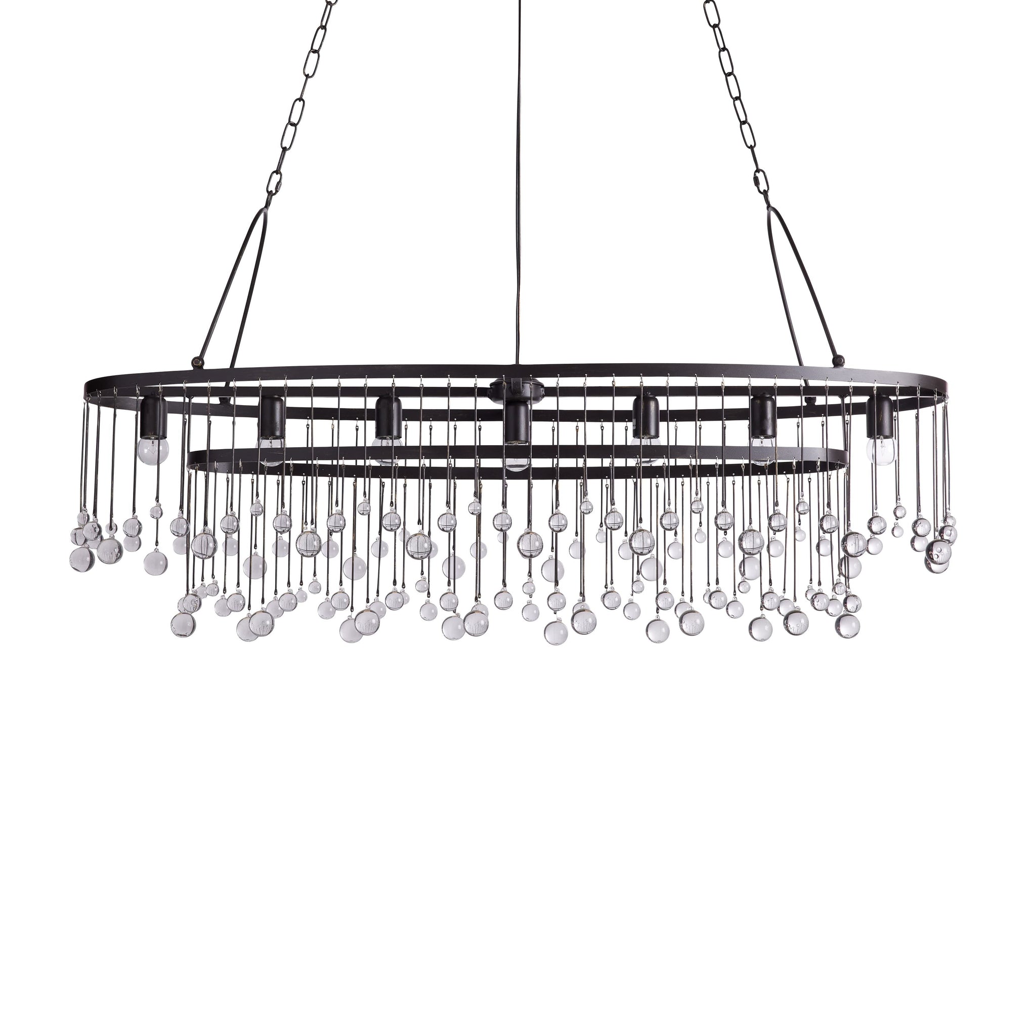 Exquisite Aubrey Crystal Ball 7 Light Oval Chandelier 52" - CasaraHouse