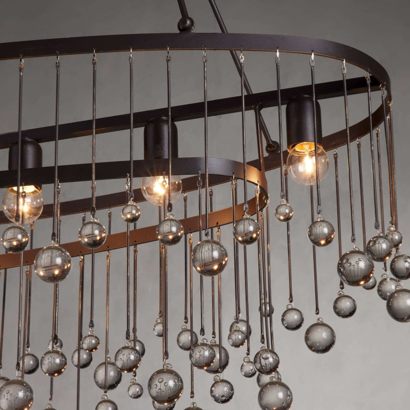 Exquisite Aubrey Crystal Ball 7 Light Oval Chandelier 52" - CasaraHouse