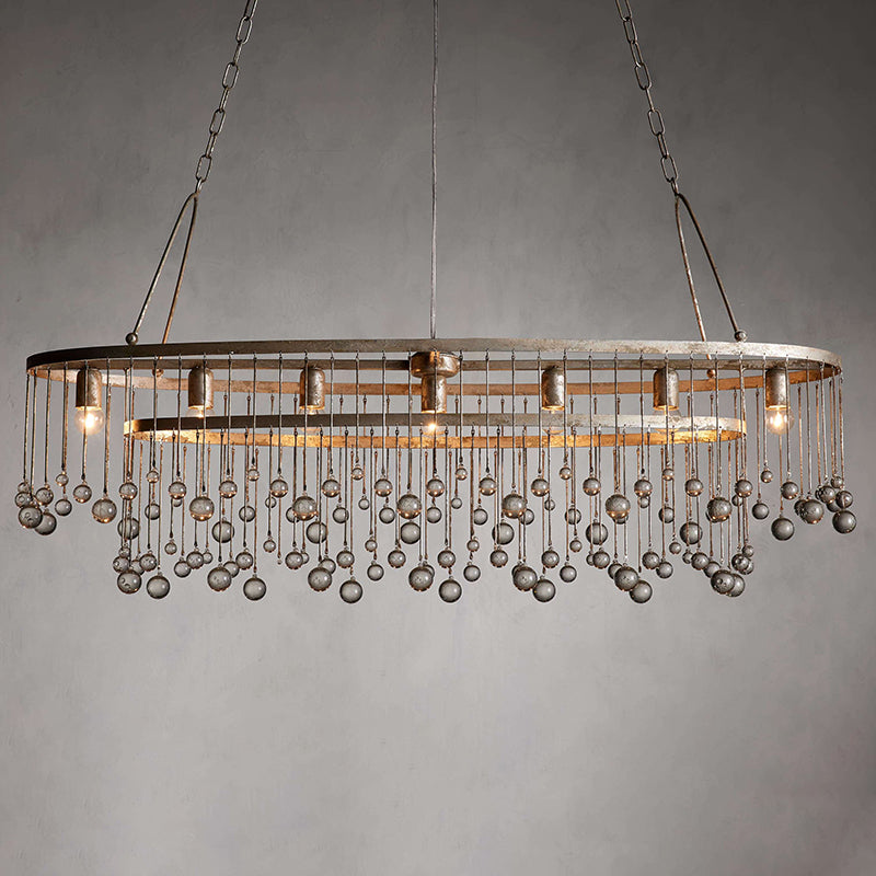 Exquisite Aubrey Crystal Ball 7 Light Oval Chandelier 52" - CasaraHouse