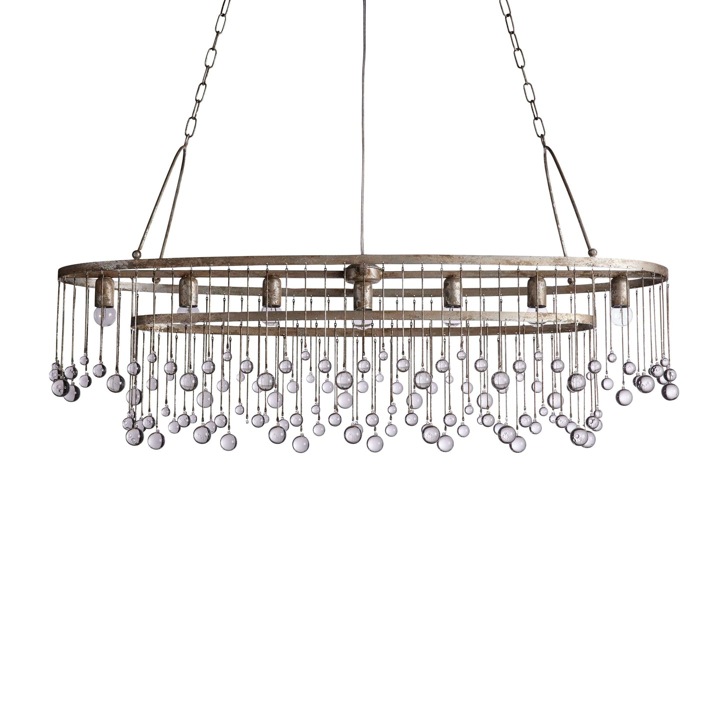 Exquisite Aubrey Crystal Ball 7 Light Oval Chandelier 52" - CasaraHouse