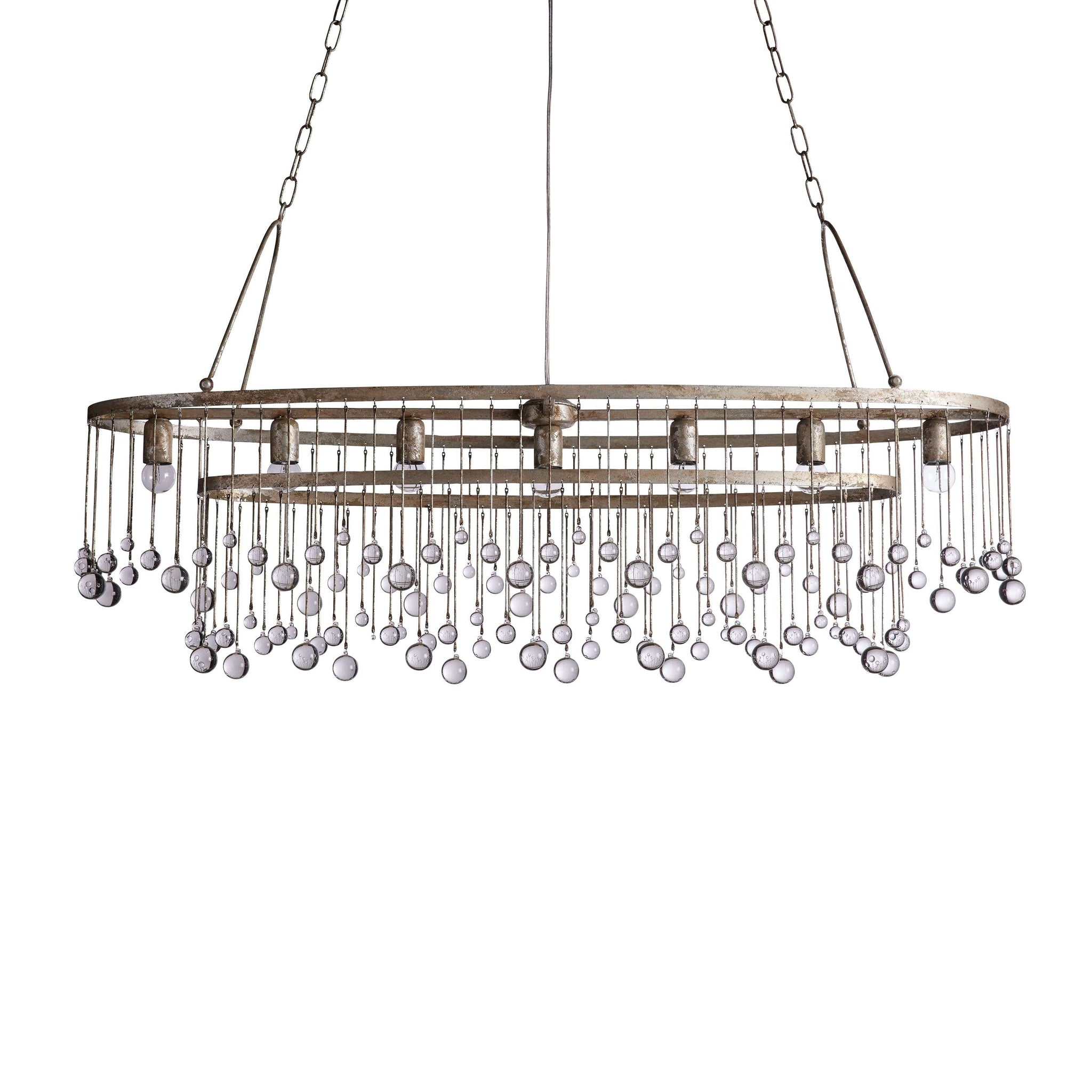 Exquisite Aubrey Crystal Ball 7 Light Oval Chandelier 52" - CasaraHouse