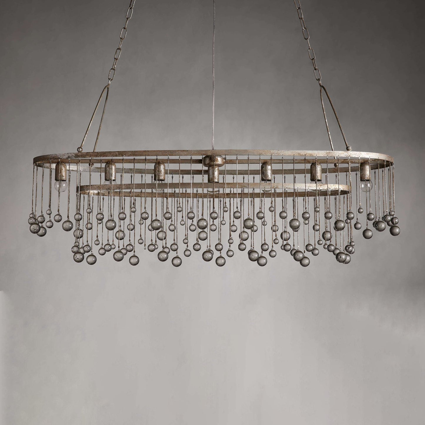 Exquisite Aubrey Crystal Ball 7 Light Oval Chandelier 52" - CasaraHouse