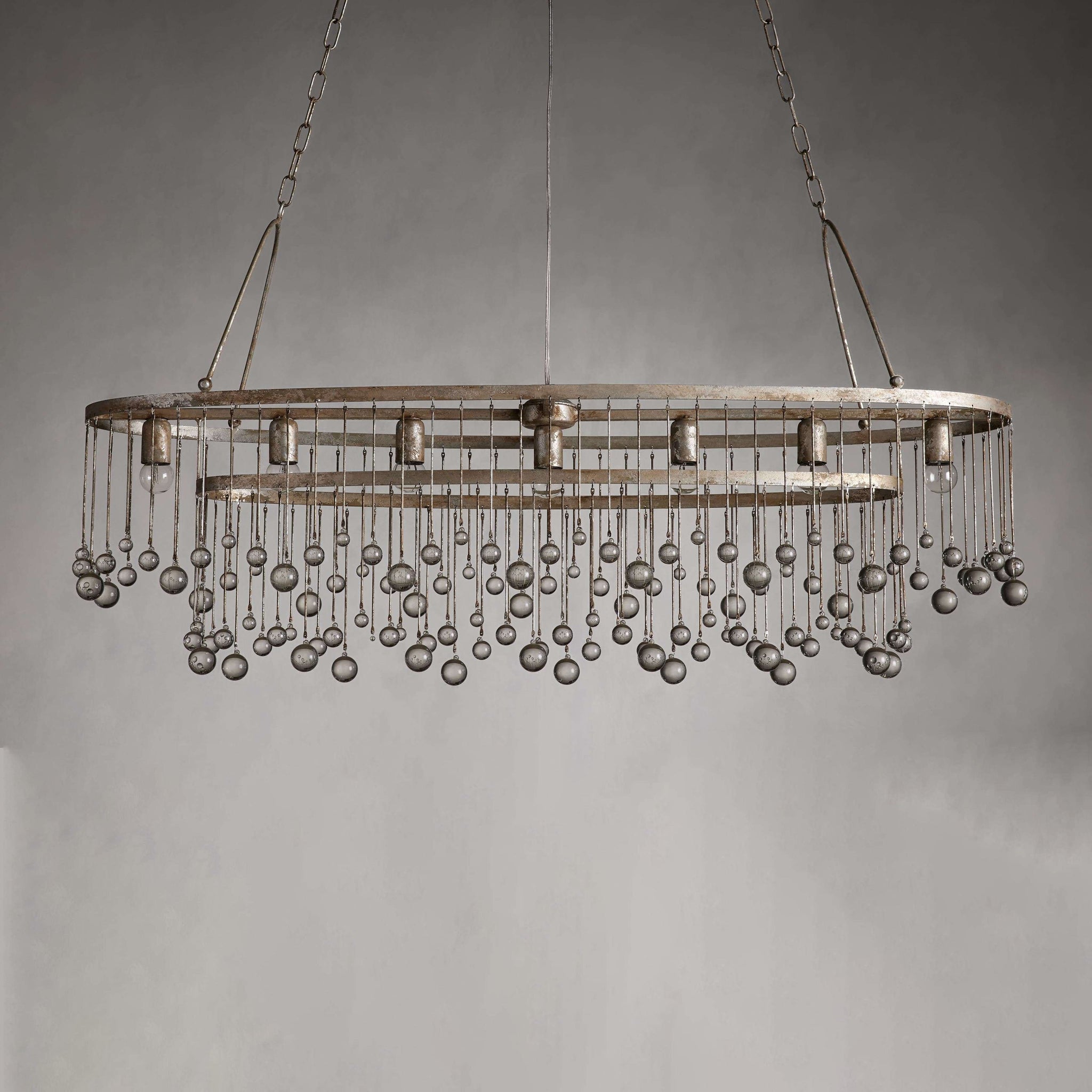 Exquisite Aubrey Crystal Ball 7 Light Oval Chandelier 52" - CasaraHouse
