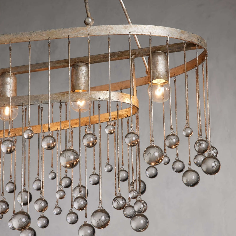 Exquisite Aubrey Crystal Ball 7 Light Oval Chandelier 52" - CasaraHouse