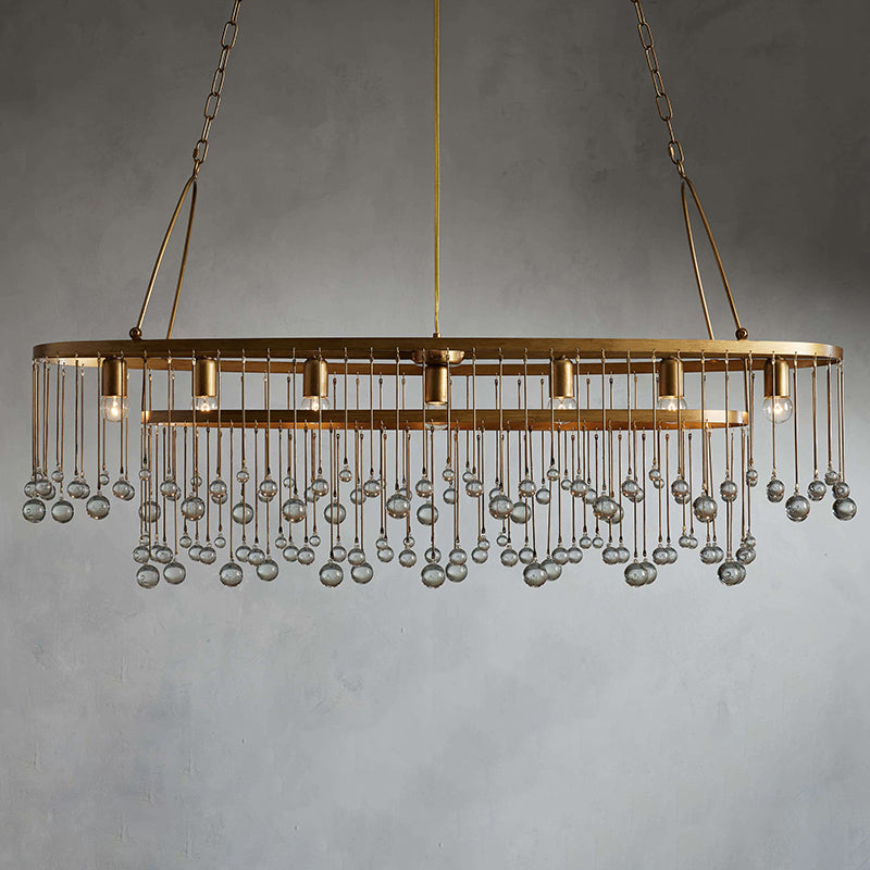 Exquisite Aubrey Crystal Ball 7 Light Oval Chandelier 52" - CasaraHouse