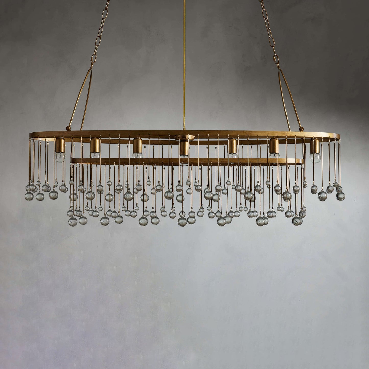 Exquisite Aubrey Crystal Ball 7 Light Oval Chandelier 52" - CasaraHouse