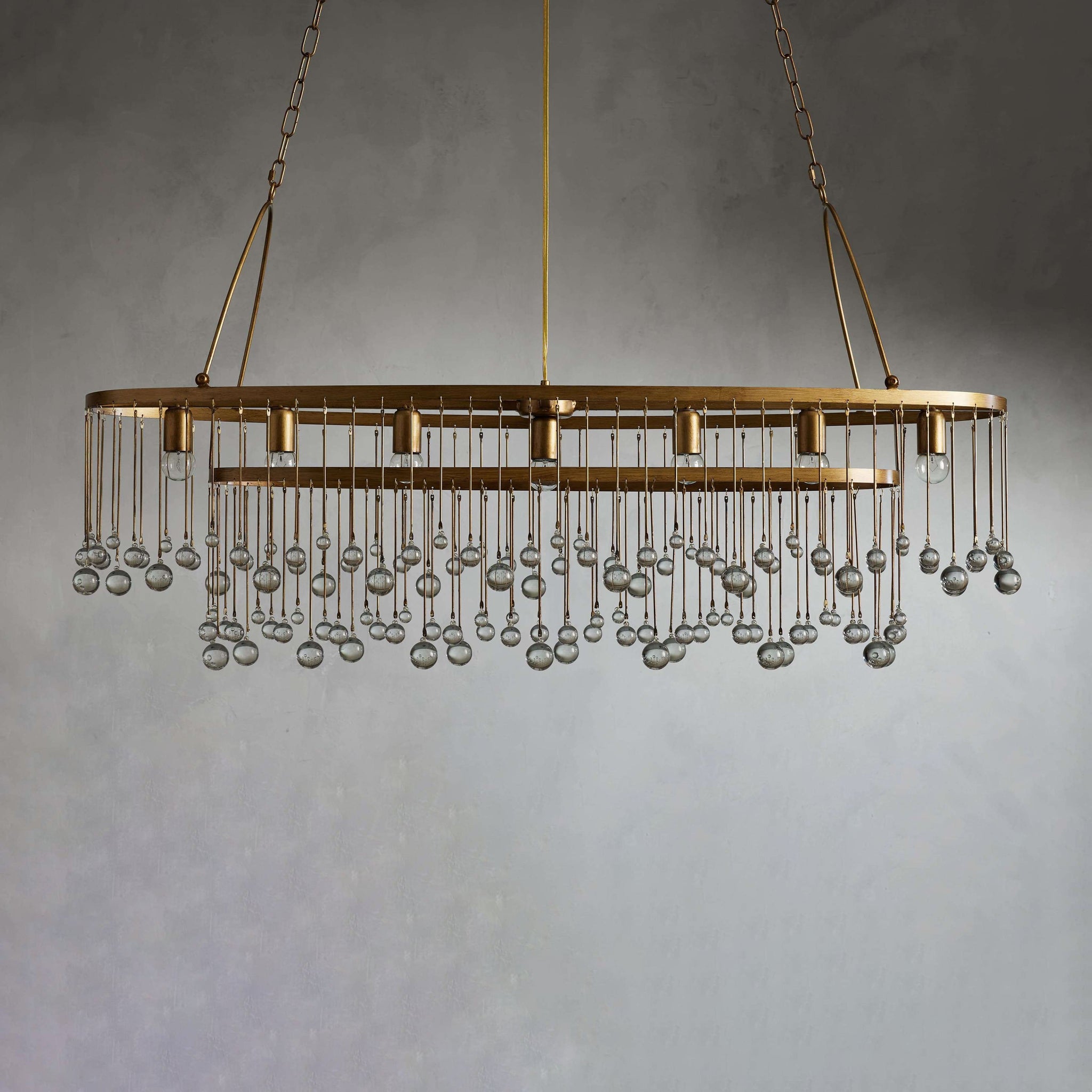 Exquisite Aubrey Crystal Ball 7 Light Oval Chandelier 52" - CasaraHouse