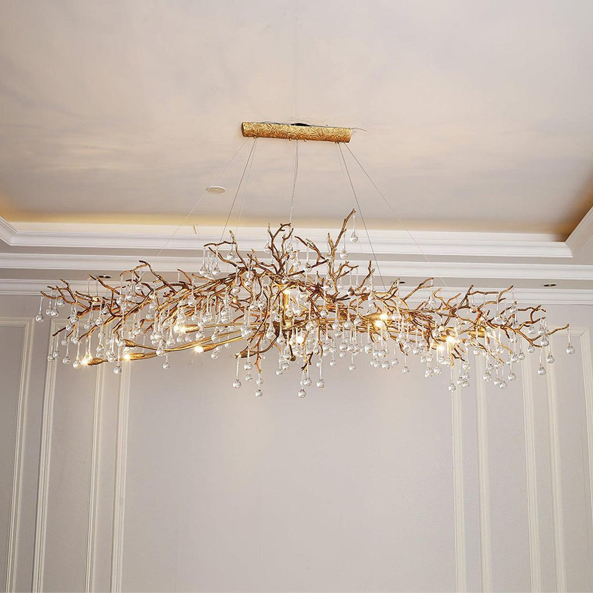 Tina Raindrop Branch Crystal Brass Chandelier