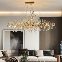 Tina Raindrop Branch Crystal Brass Chandelier