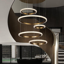 Staircase Quartz Modern Crystal Ring Chandelier