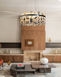Modern LED Marble Round Chandelier 24" 32"