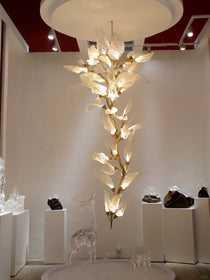 Artistic Bionic Resin Leaves Branch Chandelier