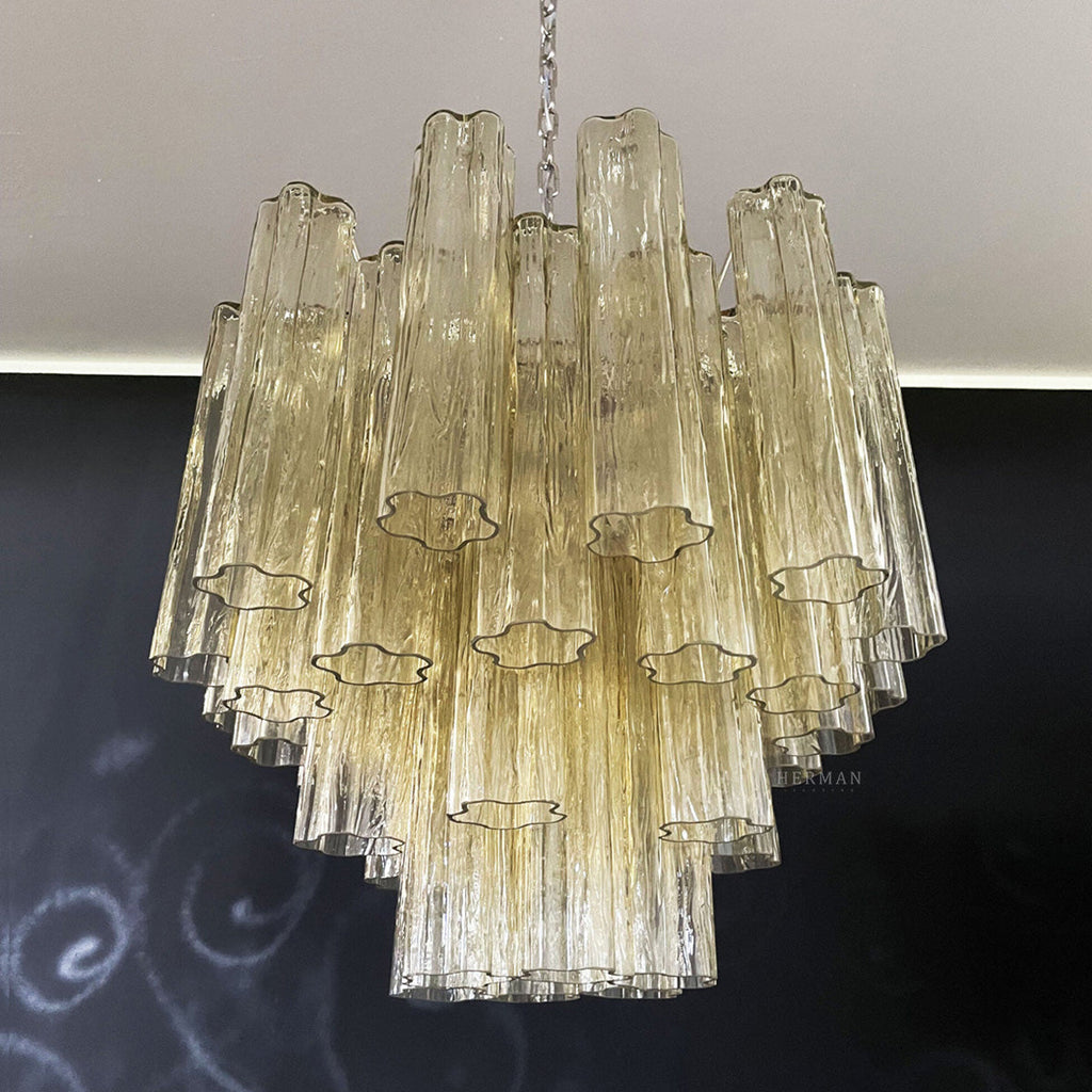 Murano Glass Yellow Chandelier – 36 Tubes