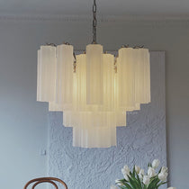 Murano Glass Matte White Chandelier – 36 Tubes
