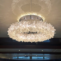Cervine Quartz Stone Round Clear Geode Quartz Crystal Ring Chandelier