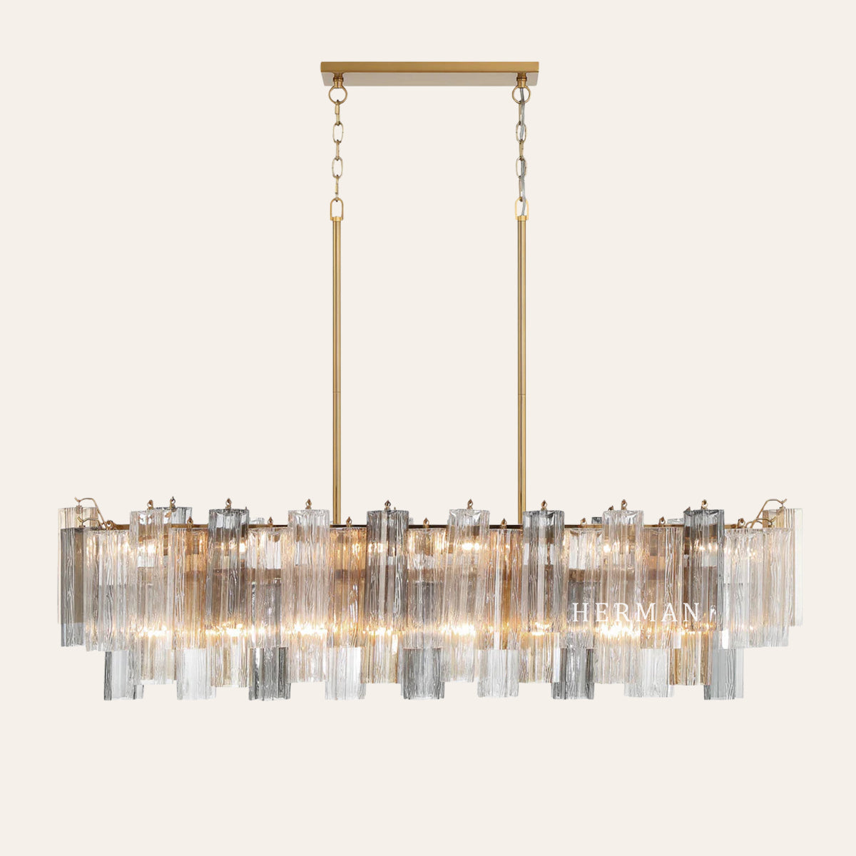 Modern Addis Murano Glass Linear Chandelier 51" - CasaraHouse