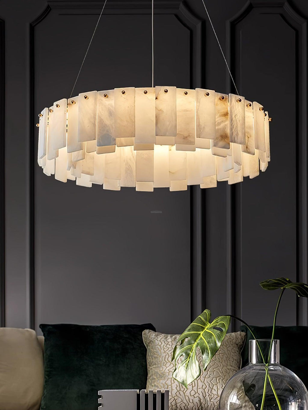 Halos Alabaster Round/Square Chandelier