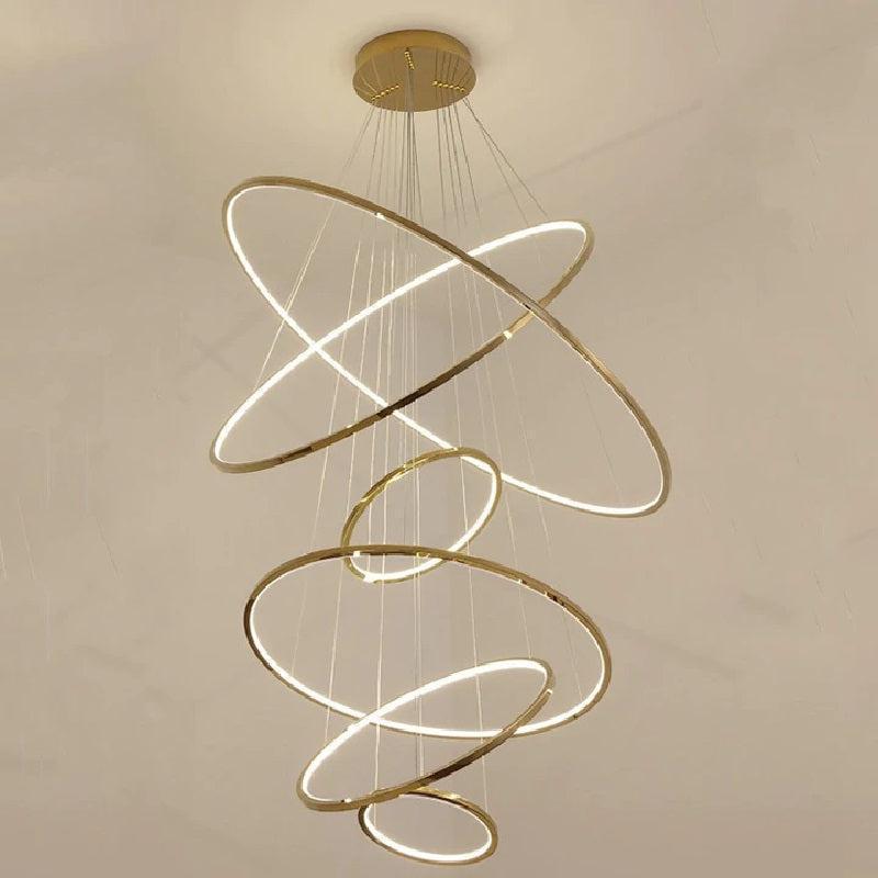 Multi Rings Modern Staircase Chandelier