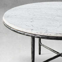 Hand-Forged Metal Marble Round Dining Table