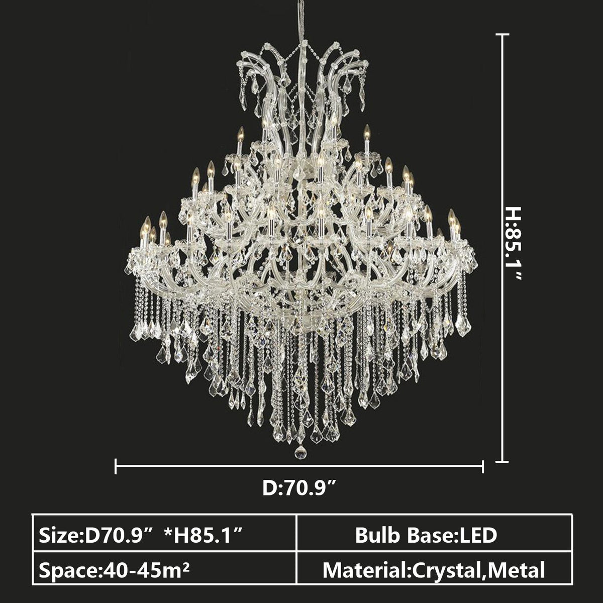Oversized European Chrome Classic Candle Branch Crystal Chandelier for 2-Story/Duplex Buildings