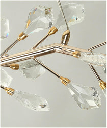 Sleek Modern Branch Crystal Leaves Linear Chandelier for Kitchen Island and Dining Room