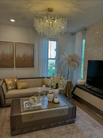 Modern Round/Rectangular Floral Crystal Chandelier for Low-ceiling
