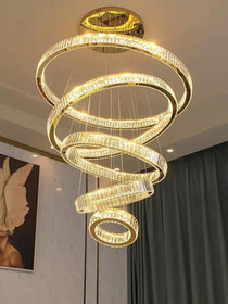 Modern Front Entryway Chandelier 3/4/5/6/7 Rings Crystal Gold/ Chrome Finish Ceiling Lamp