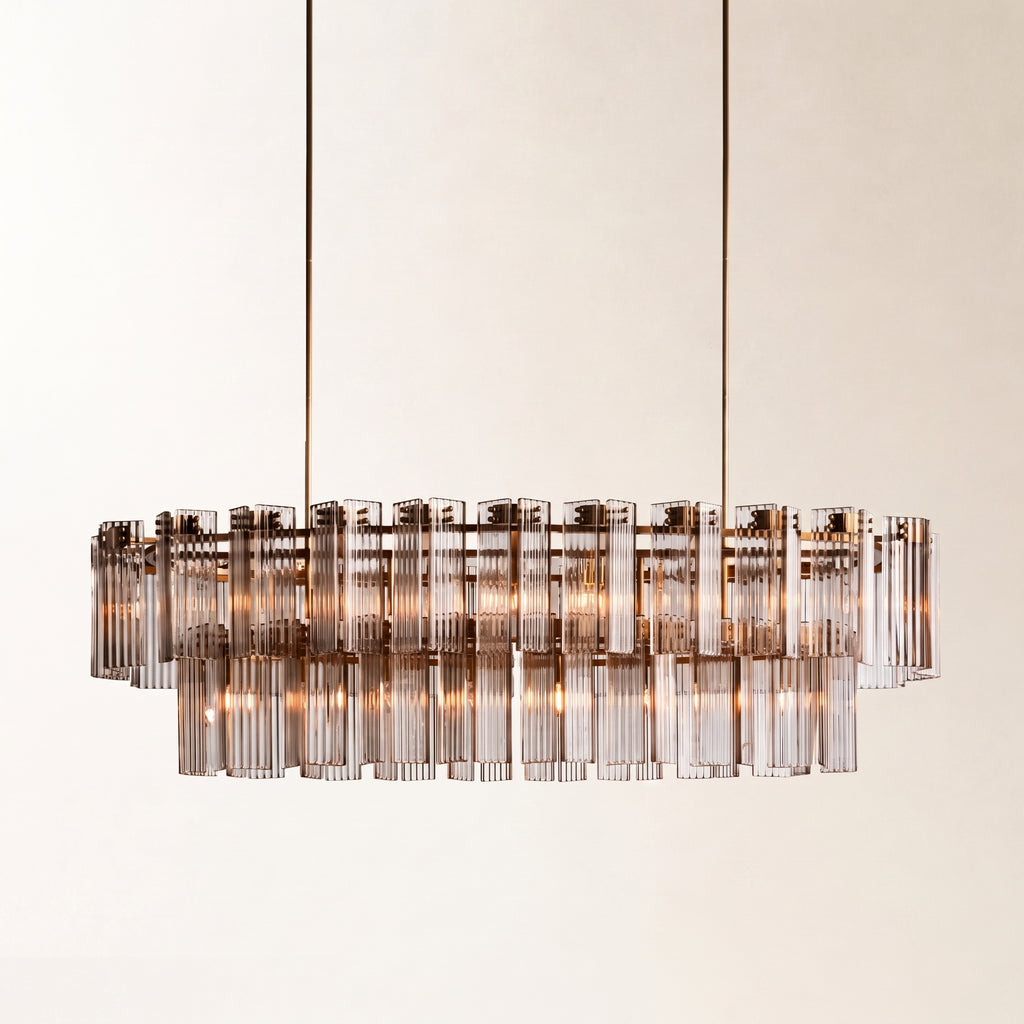 Delsie Oval Art Glass Chandelier 51" 63" 72"