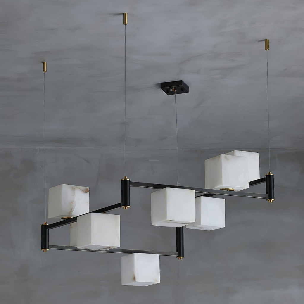 Alabaster Square Box Chandelier with 4/5/6/8/9 heads
