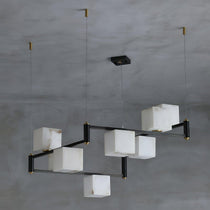 Alabaster Square Box Chandelier with 4/5/6/8/9 heads