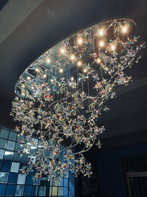 Large K9 Crystal Flower Branch Chandelier For Hotel Foyer Entryway
