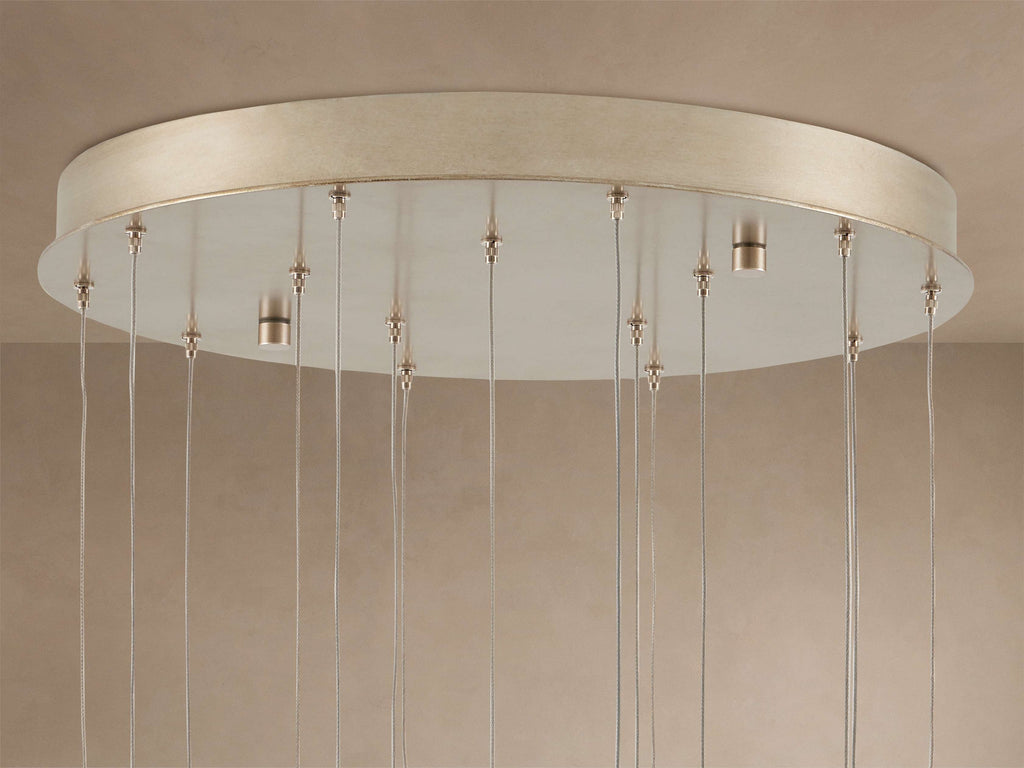 Edda Cascade Teardrop Mercury Glass Round Chandelier 23'' 35''D