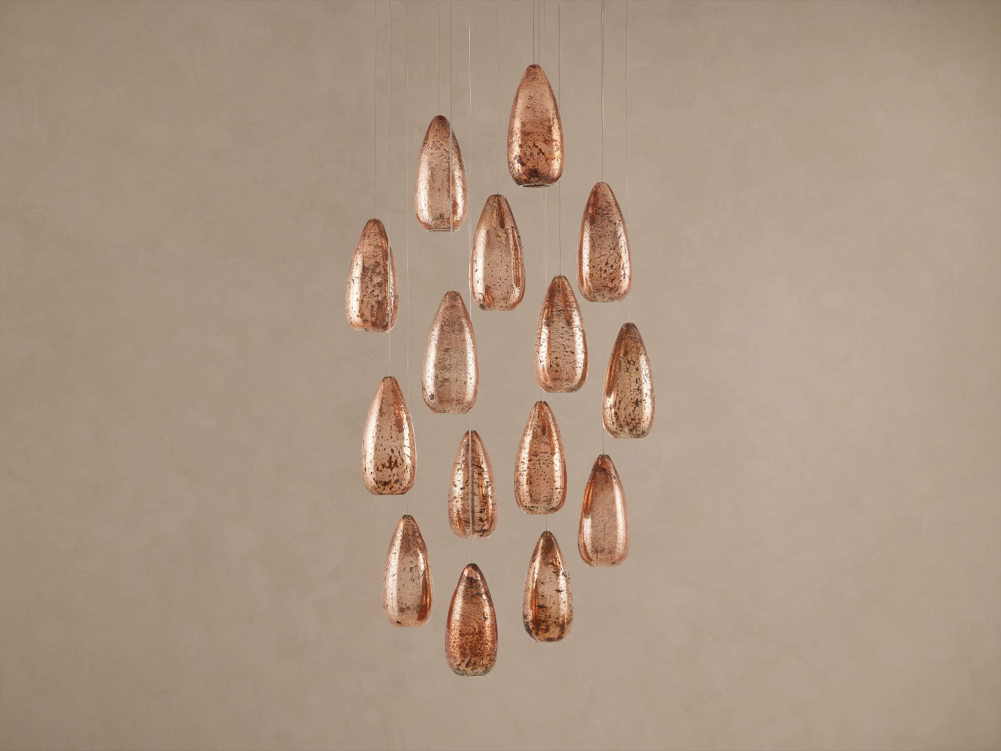 Edda Cascade Teardrop Mercury Glass Round Chandelier 23'' 35''D Secondary image